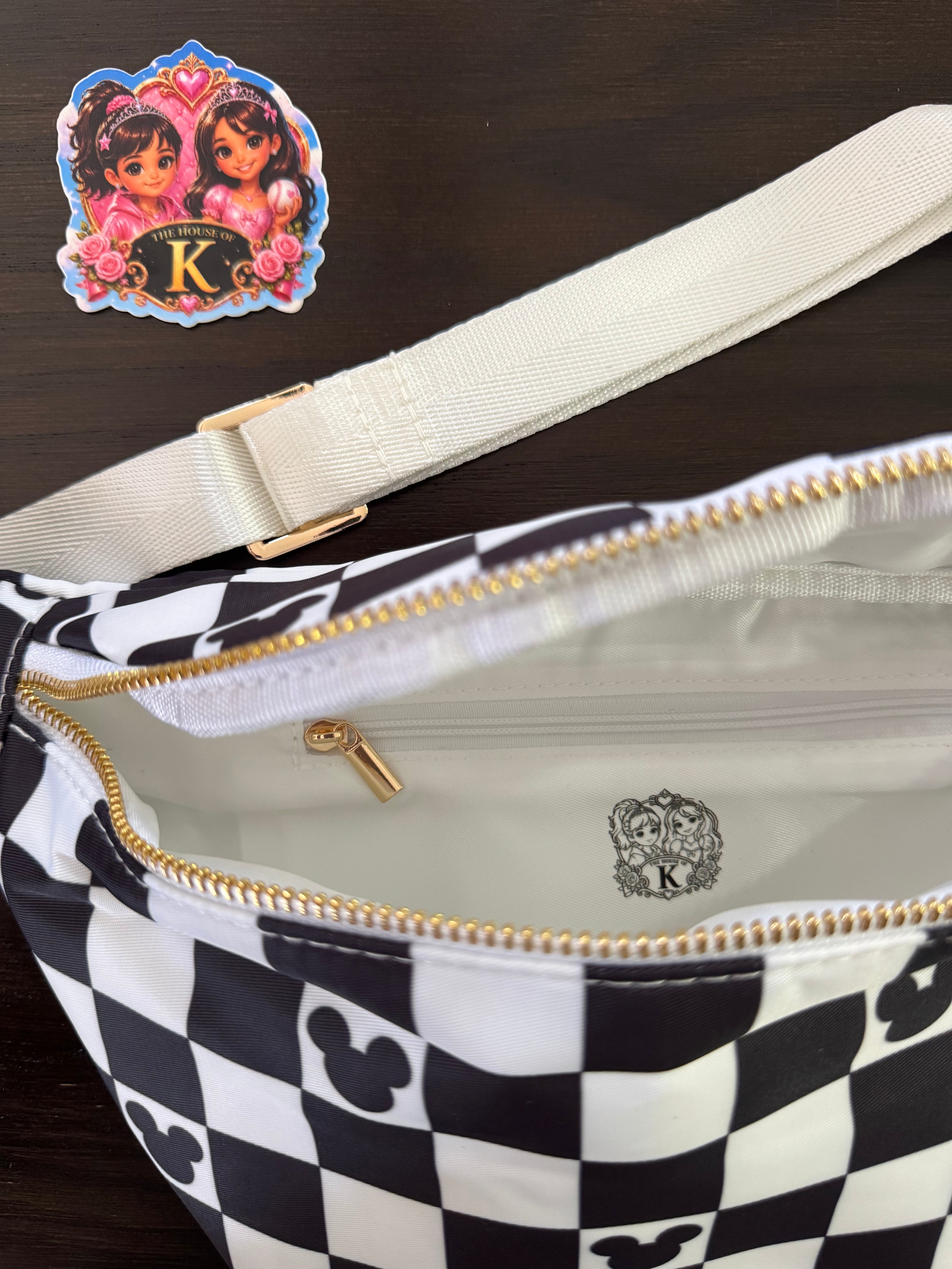 Black Mickey Checkered Waist Bag