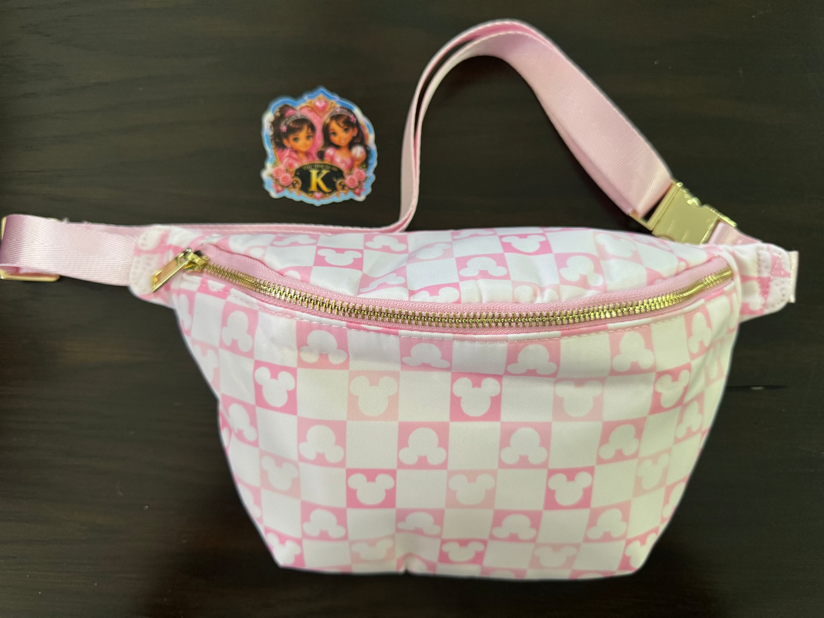 Pink Mickey Checkered Waist Bag