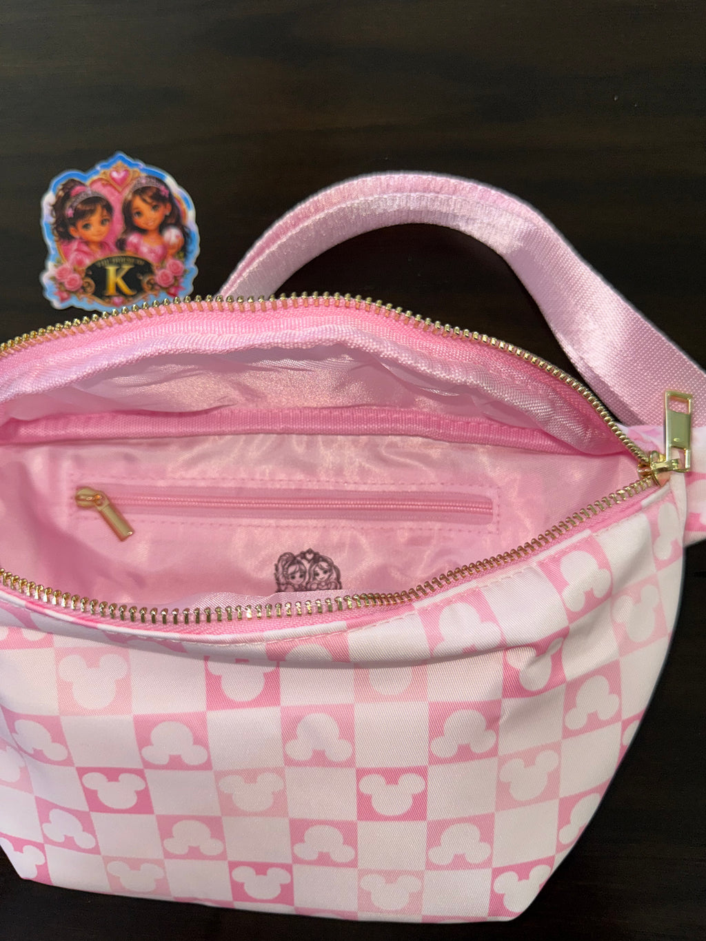 Pink Mickey Checkered Waist Bag