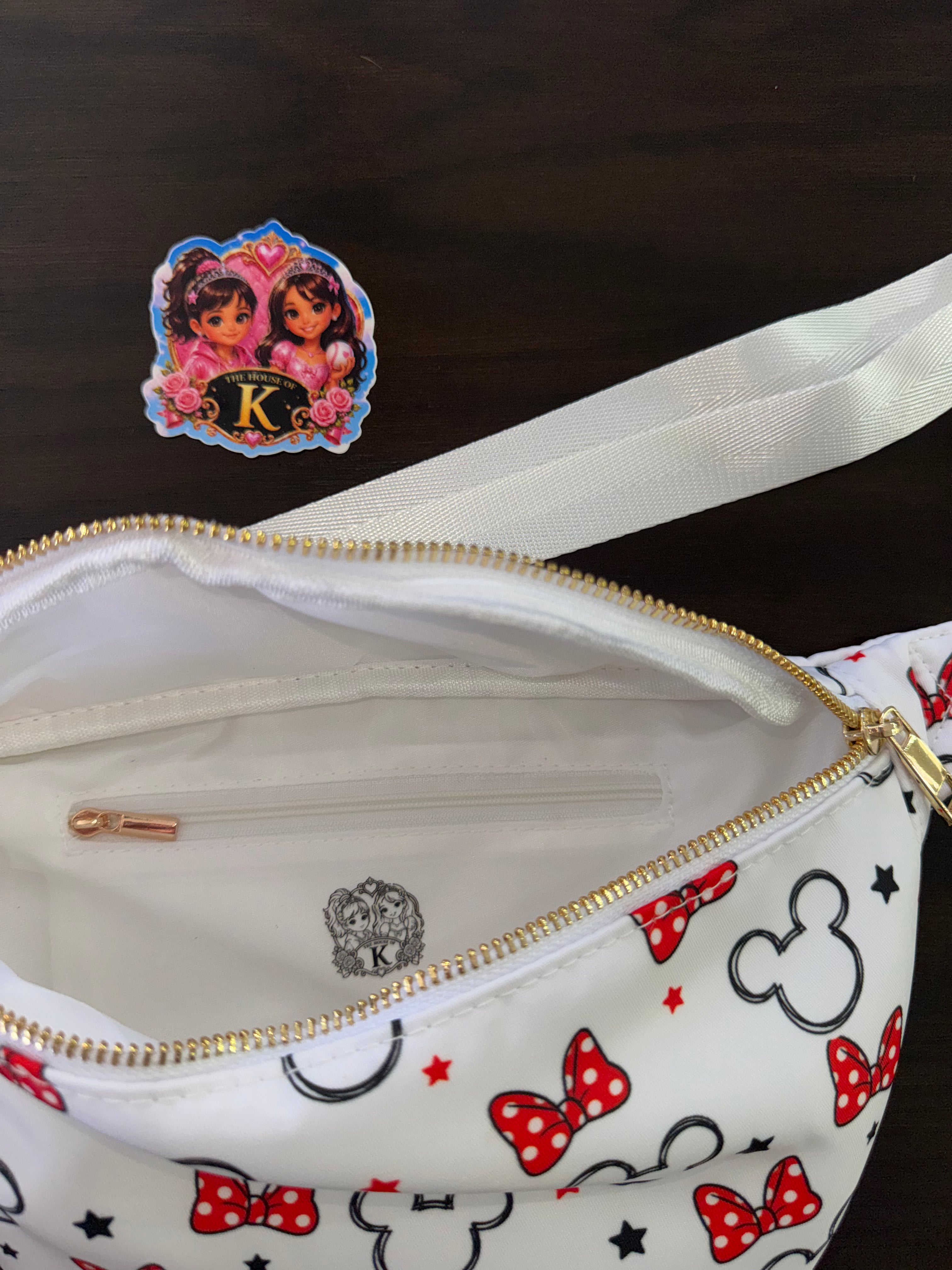 Minnie & Mickey Sketch Red Bow Waist Bag
