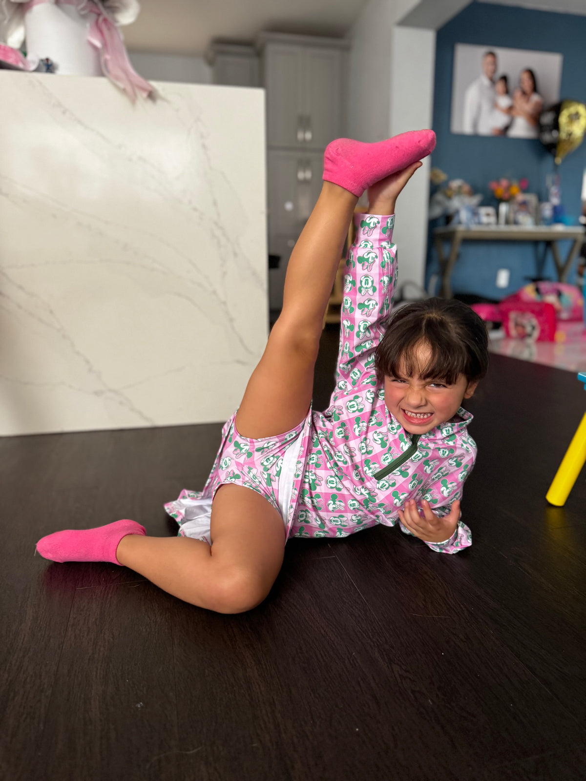Minnie Green & Pink Checkered Sweater & Skirt Set