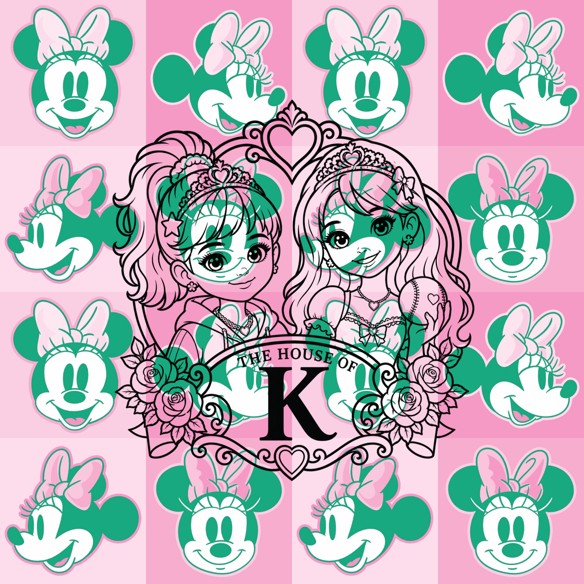 Minnie Green & Pink Checkered Sweater & Skirt Set